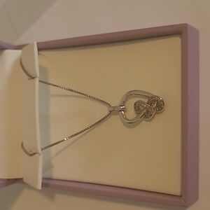 Silver Necklace with 0.13 Carat Diamonds